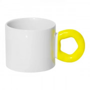 Кружка Bubble белая с цветной ручкой желтая 250 мл